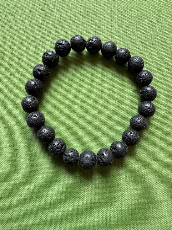 Jewelry - Natural Black Lava Rock Volcanic 8mm Stone Beaded Stretch Bracelet NWOT